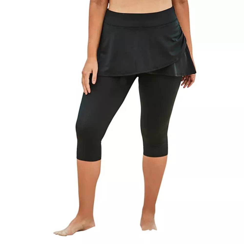 SWIMSUITS FOR ALL Women's Plus Size Skirted Swim Capri Pant